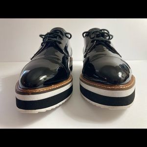 Halogen X Atlantic Pacific Womens Sz 11 Gabriela Platform Shoes Black Oxfords